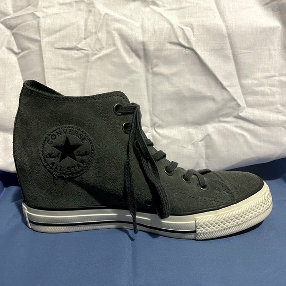 Converse Shoes - Converse - CT Lux Mid Top with Wedge - Charcoal Gray Suede Leather - Women US 8